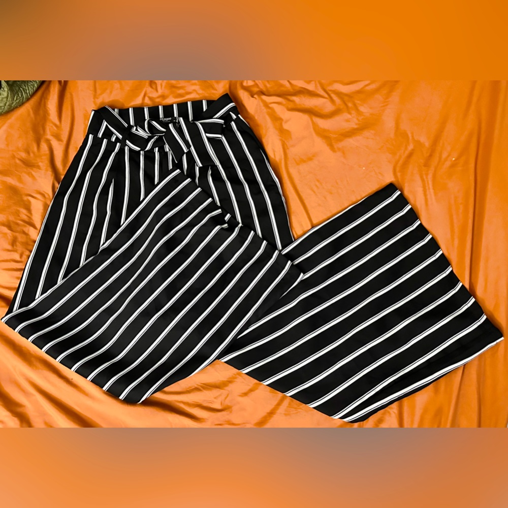 Seafood striped bell bottom slacks